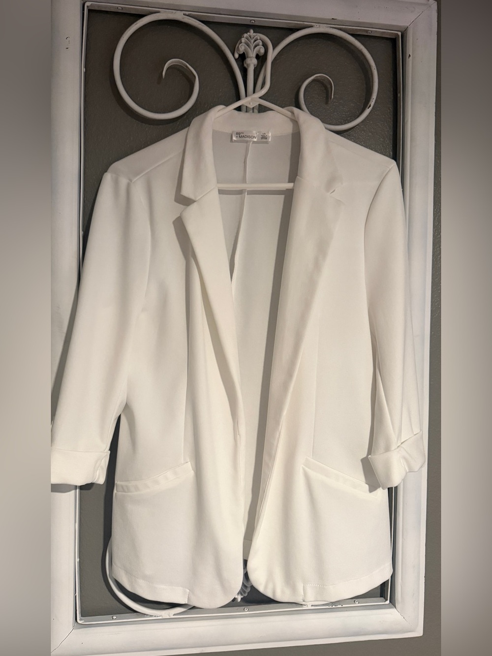 89th & Madison White Open-Front Blazer Jacket